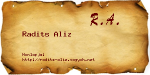 Radits Aliz névjegykártya